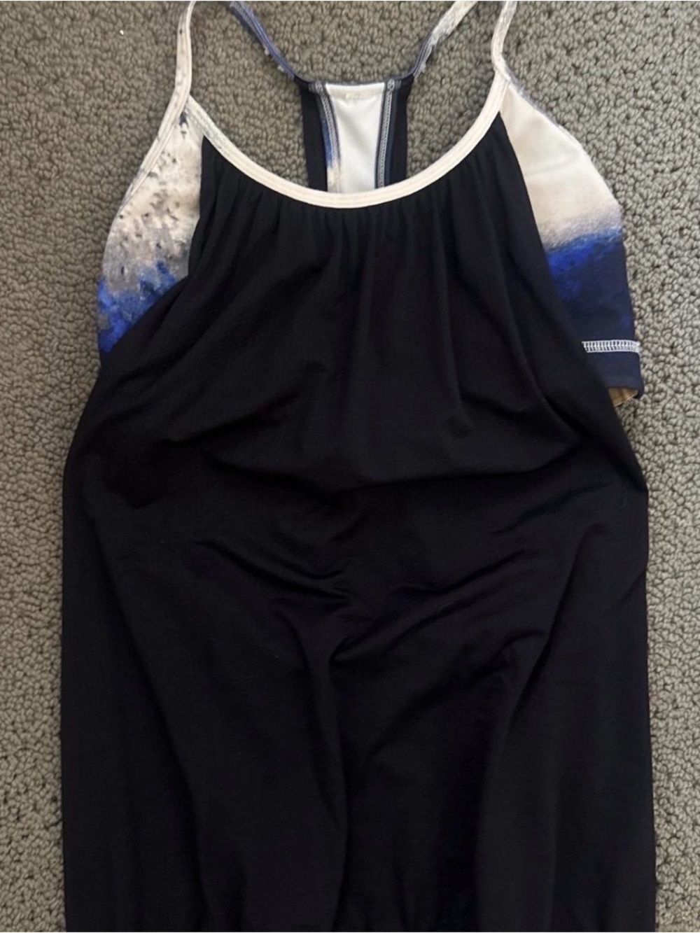 lululemon athletica Black Tank with Blue and White Ombre Straps